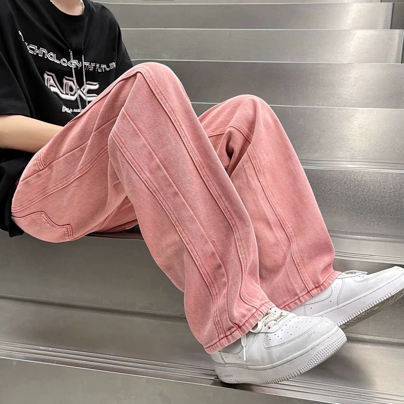 Pink Straight Leg Wide Leg Jea - Streetwear Brand Hong Kong のレビューと価格