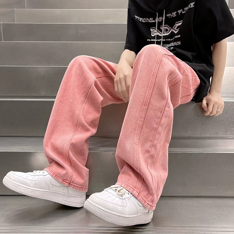 Pink Straight Leg Wide Leg Jea - Streetwear Brand Hong Kong のレビューと価格