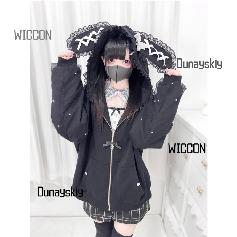 Jirai Kei Japanese Bunny Hoodi - Streetwear Brand Y2K のレビューと価格