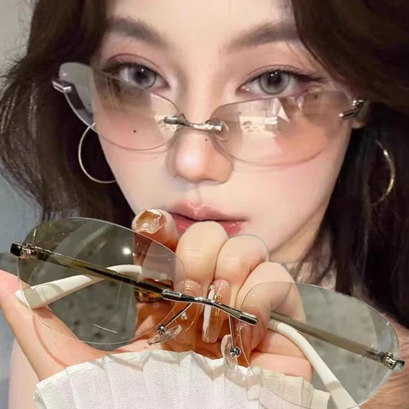 Trendy Frameless Sunglasses Wo - Streetwear Brand Y2K のレビューと価格