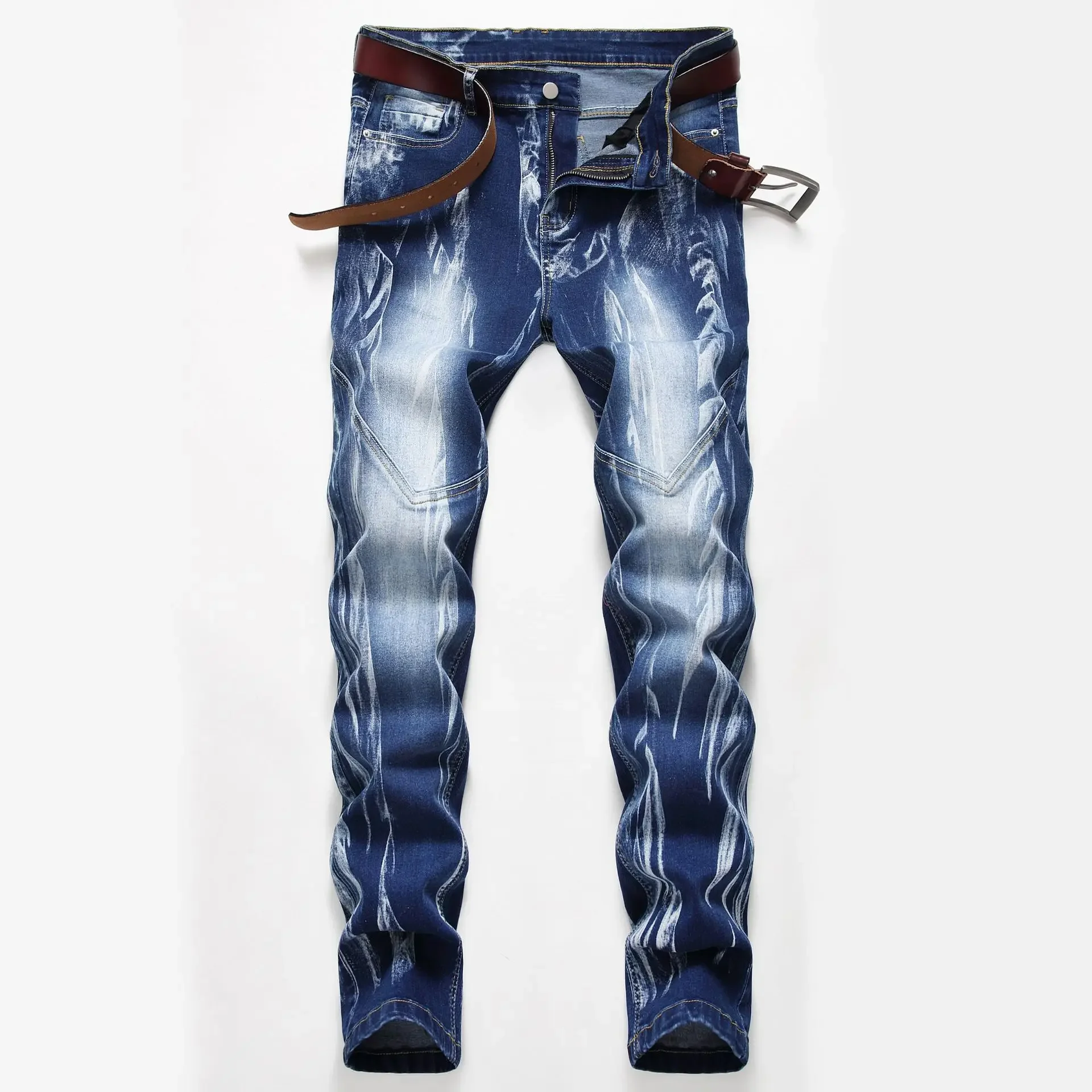 Fashion Print Men's Elasticity - Streetwear Brand Jeans のレビューと価格