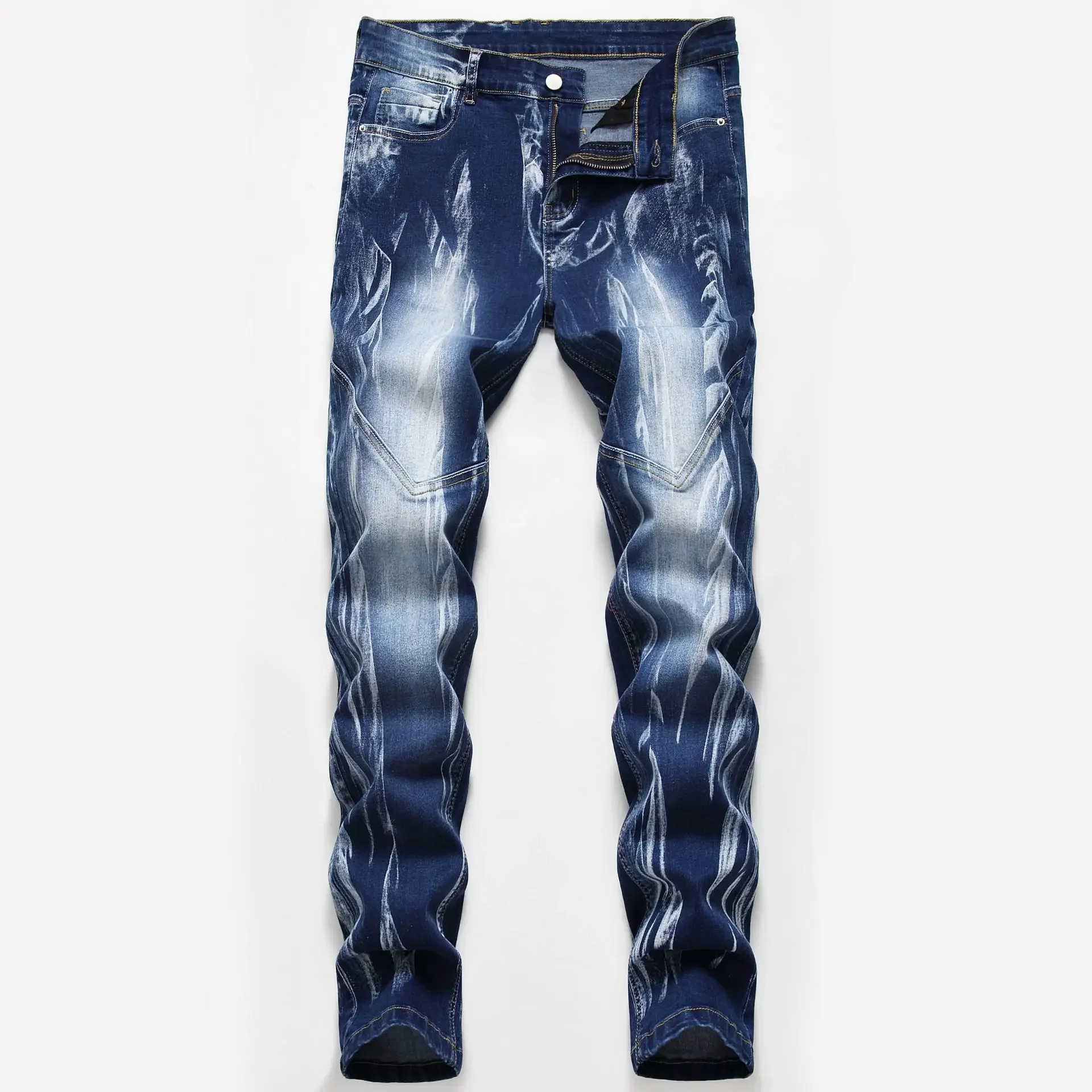 Fashion Print Men's Elasticity - Streetwear Brand Jeans のレビューと価格