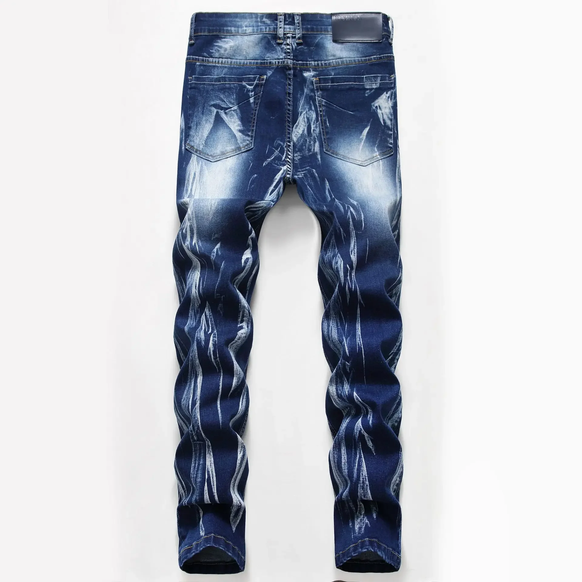 Fashion Print Men's Elasticity - Streetwear Brand Jeans のレビューと価格