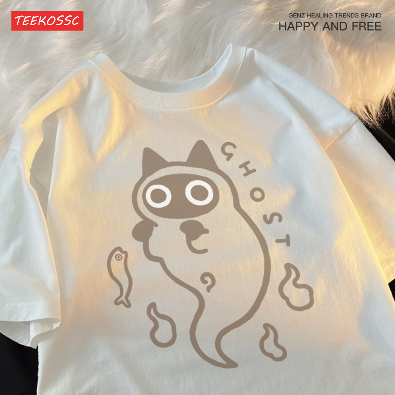 Ghost Cat Loose Short Sleeved  - Streetwear Brand Cat のレビューと価格