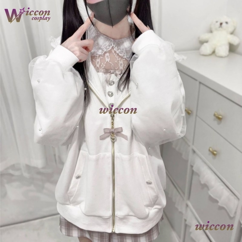 Rabbit's Ears Bow Hoodies Eleg - Streetwear Brand Y2K のレビューと価格