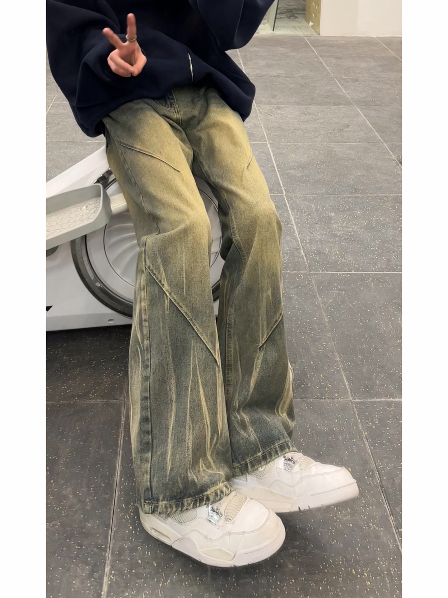 Washed Tie Dye Flared Men's Je - Streetwear Brand Jeans のレビューと価格