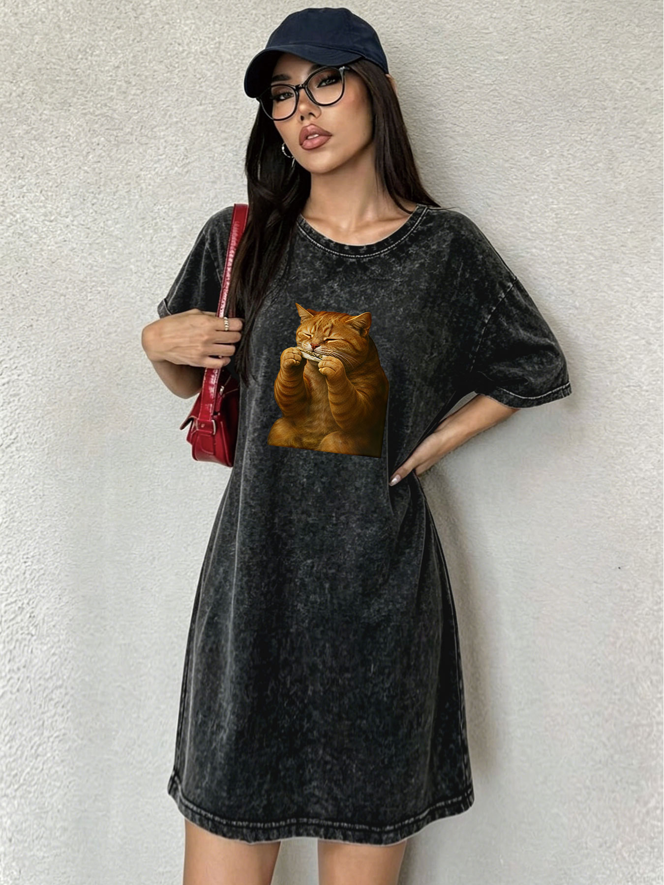 Vintage Washed Distressed T-Sh - Streetwear Brand Cat のレビューと価格