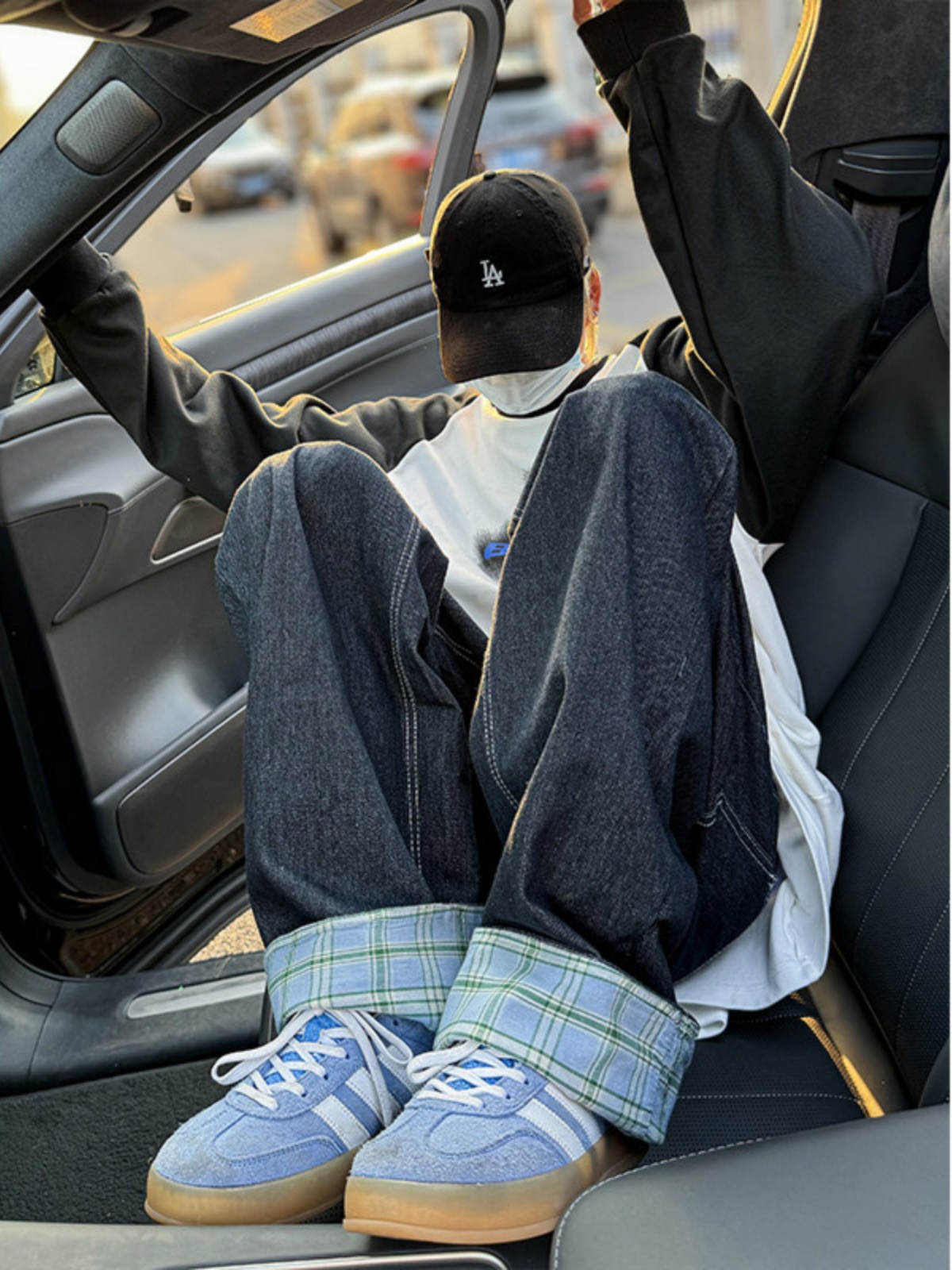 Retro American Spliced Wide Le - Streetwear Brand Jeans のレビューと価格