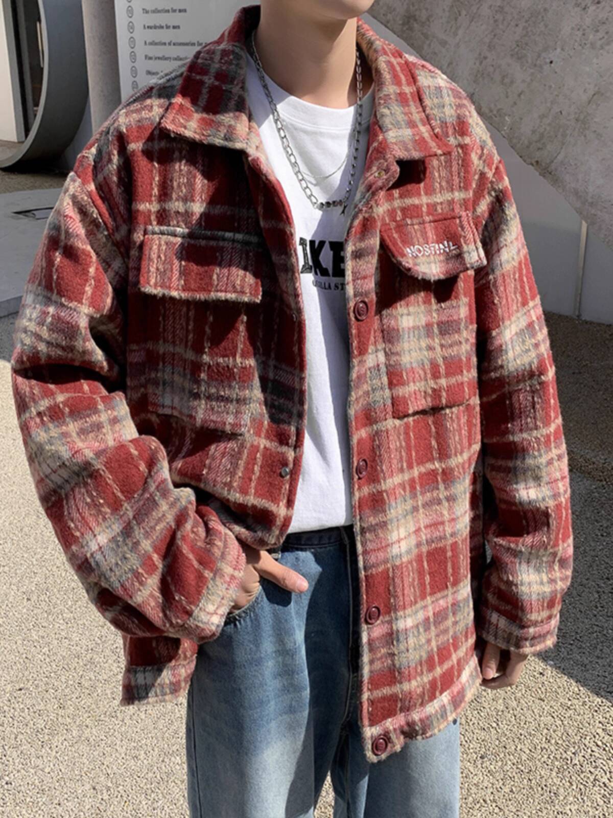 Men's Thick Shirts Jacket Autu - Streetwear Brand England のレビューと価格