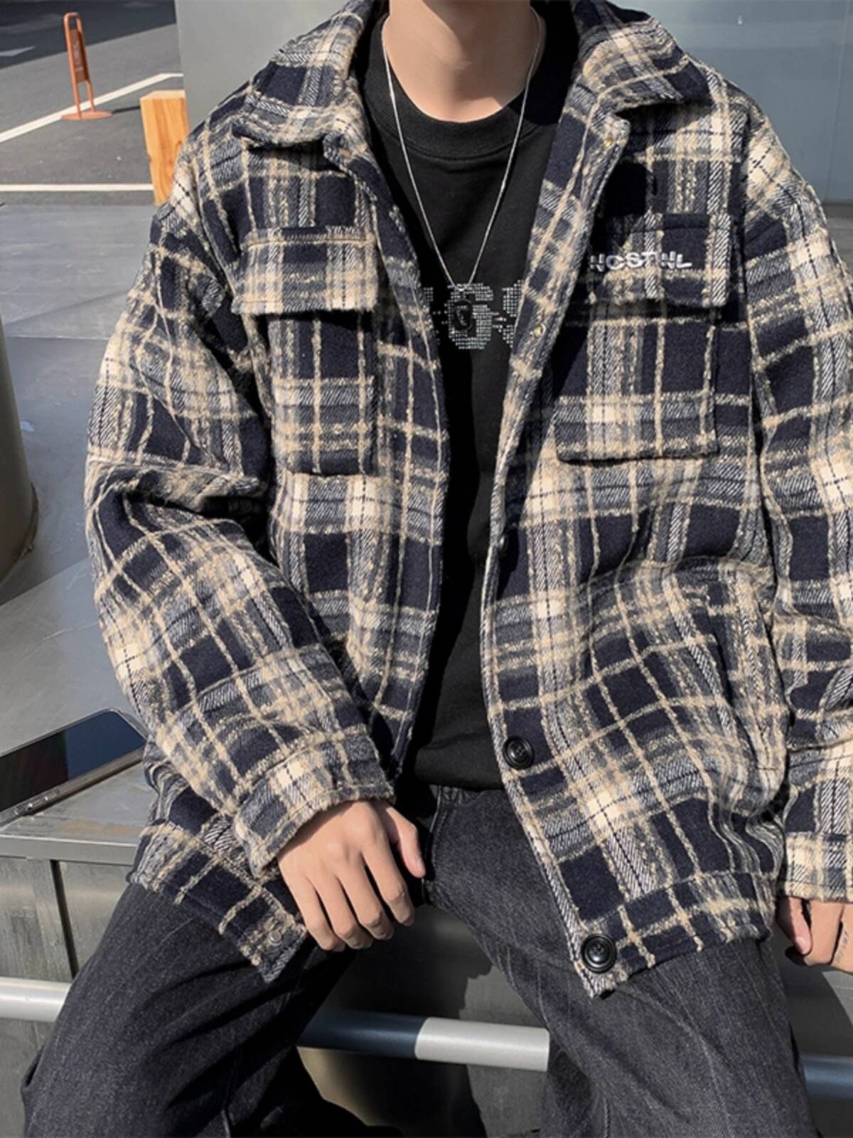 Men's Thick Shirts Jacket Autu - Streetwear Brand England のレビューと価格